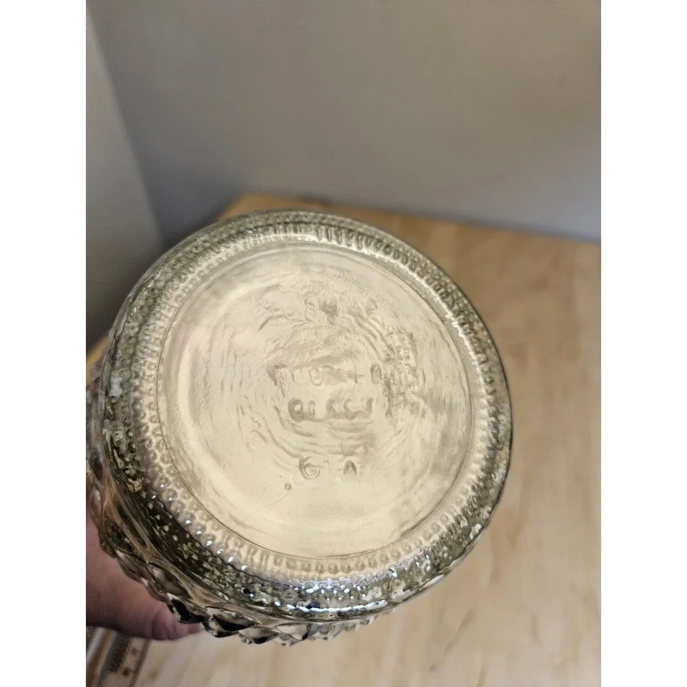 Hoosier Glass Clear Ribbed Vase Diamond Pattern Flared Rim Vintage 9